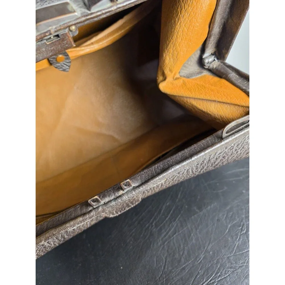 Vintage Mid Century Leather Doctor's Medical Bag Sharkskin